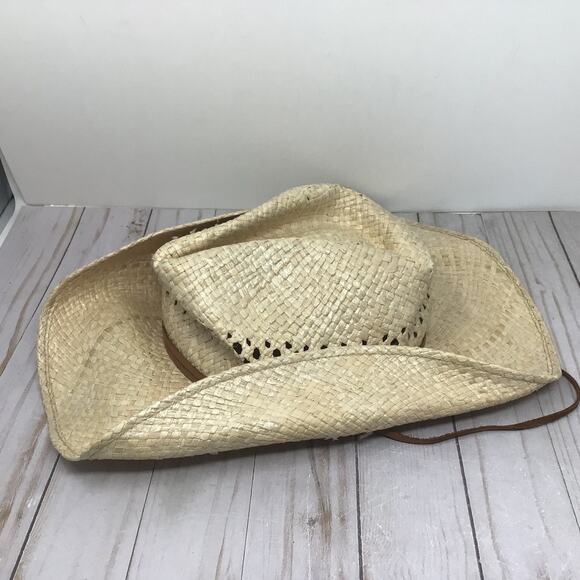 Stetson Mens Laurel Raffia Straw Hat Shapeable Brim Natural Size XS Cowboy Hat - Picture 2 of 6